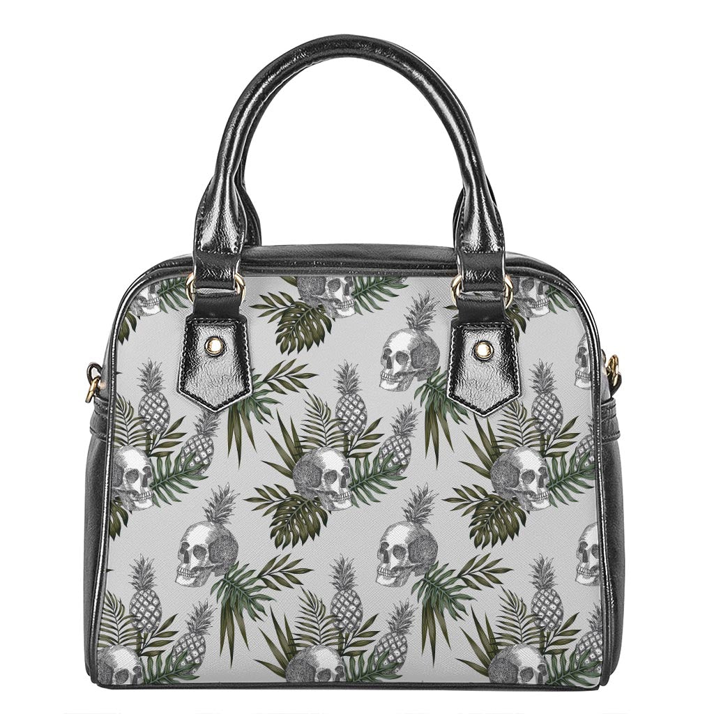 Tropical Pineapple Skull Pattern Print Shoulder Handbag