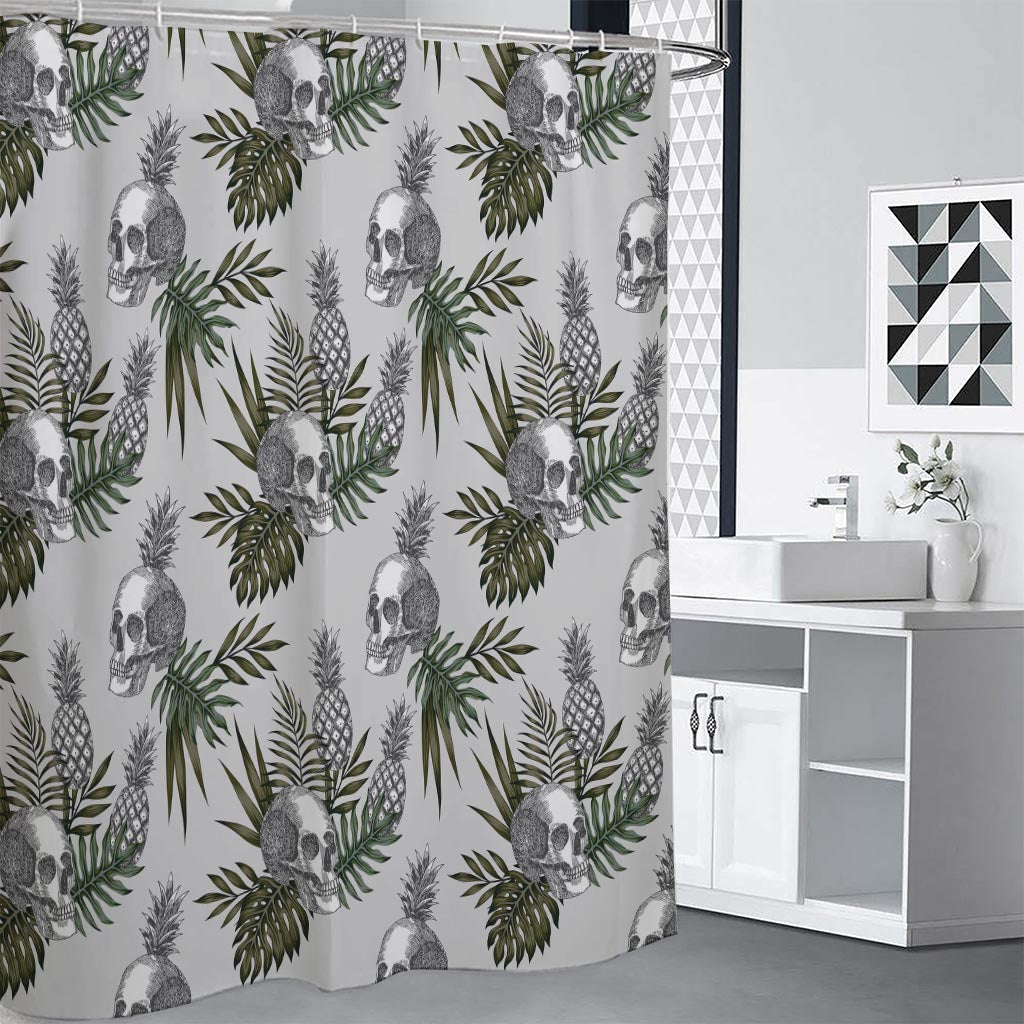 Tropical Pineapple Skull Pattern Print Shower Curtain