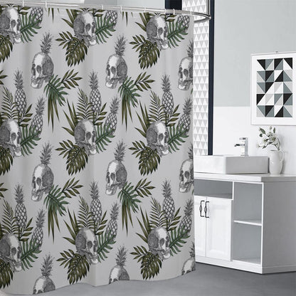 Tropical Pineapple Skull Pattern Print Shower Curtain