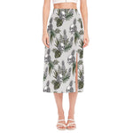 Tropical Pineapple Skull Pattern Print Side Slit Midi Skirt