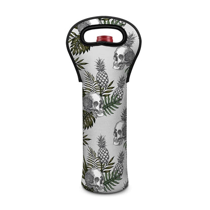Tropical Pineapple Skull Pattern Print Single Neoprene Wine Tote