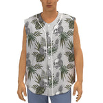 Tropical Pineapple Skull Pattern Print Sleeveless Baseball Jersey