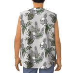 Tropical Pineapple Skull Pattern Print Sleeveless Baseball Jersey