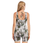 Tropical Pineapple Skull Pattern Print Sleeveless One Piece Swimsuit