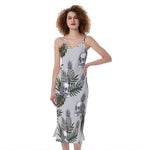 Tropical Pineapple Skull Pattern Print Slim Fit Midi Cami Dress