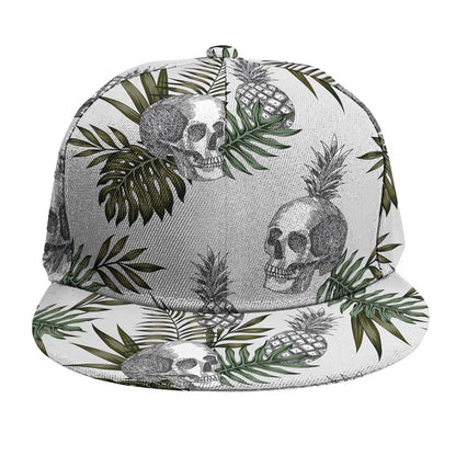 Tropical Pineapple Skull Pattern Print Snapback Cap