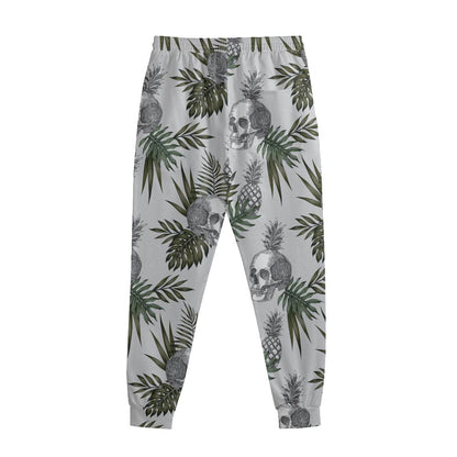 Tropical Pineapple Skull Pattern Print Sweatpants