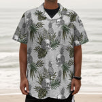 Tropical Pineapple Skull Pattern Print Textured Short Sleeve Shirt