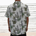 Tropical Pineapple Skull Pattern Print Textured Short Sleeve Shirt