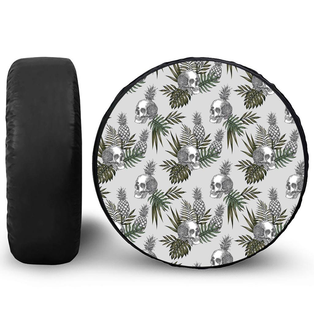 Tropical Pineapple Skull Pattern Print Tire Cover
