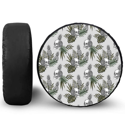 Tropical Pineapple Skull Pattern Print Tire Cover