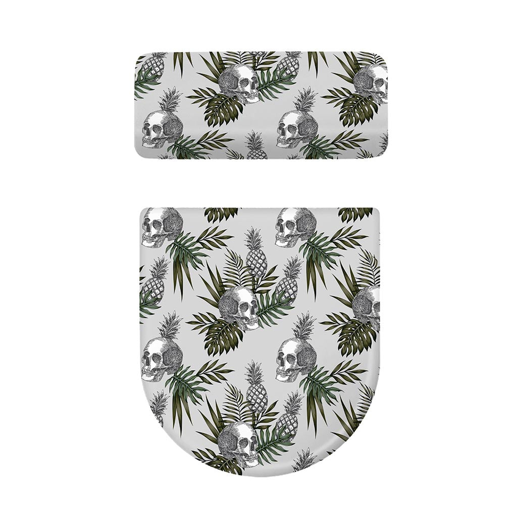Tropical Pineapple Skull Pattern Print Toilet Lid And Tank Cover Set