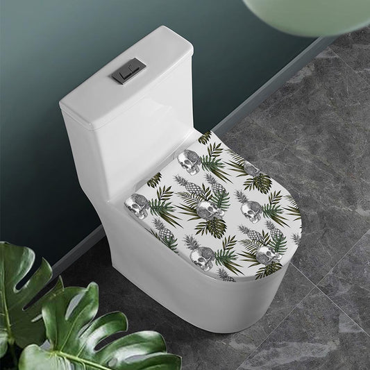 Tropical Pineapple Skull Pattern Print Toilet Lid Cover