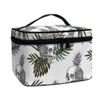 Tropical Pineapple Skull Pattern Print Travel Makeup Bag