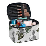 Tropical Pineapple Skull Pattern Print Travel Makeup Bag