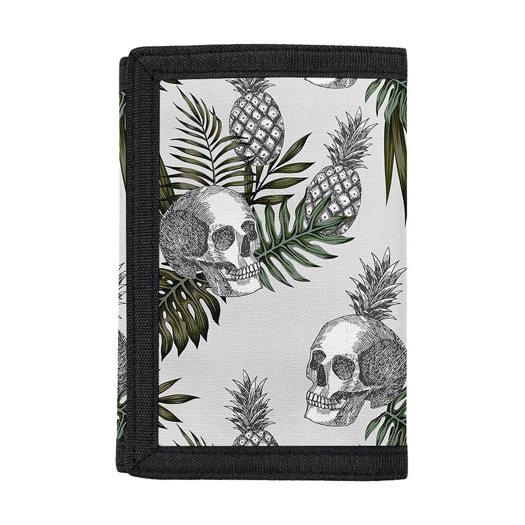 Tropical Pineapple Skull Pattern Print Trifold Wallet