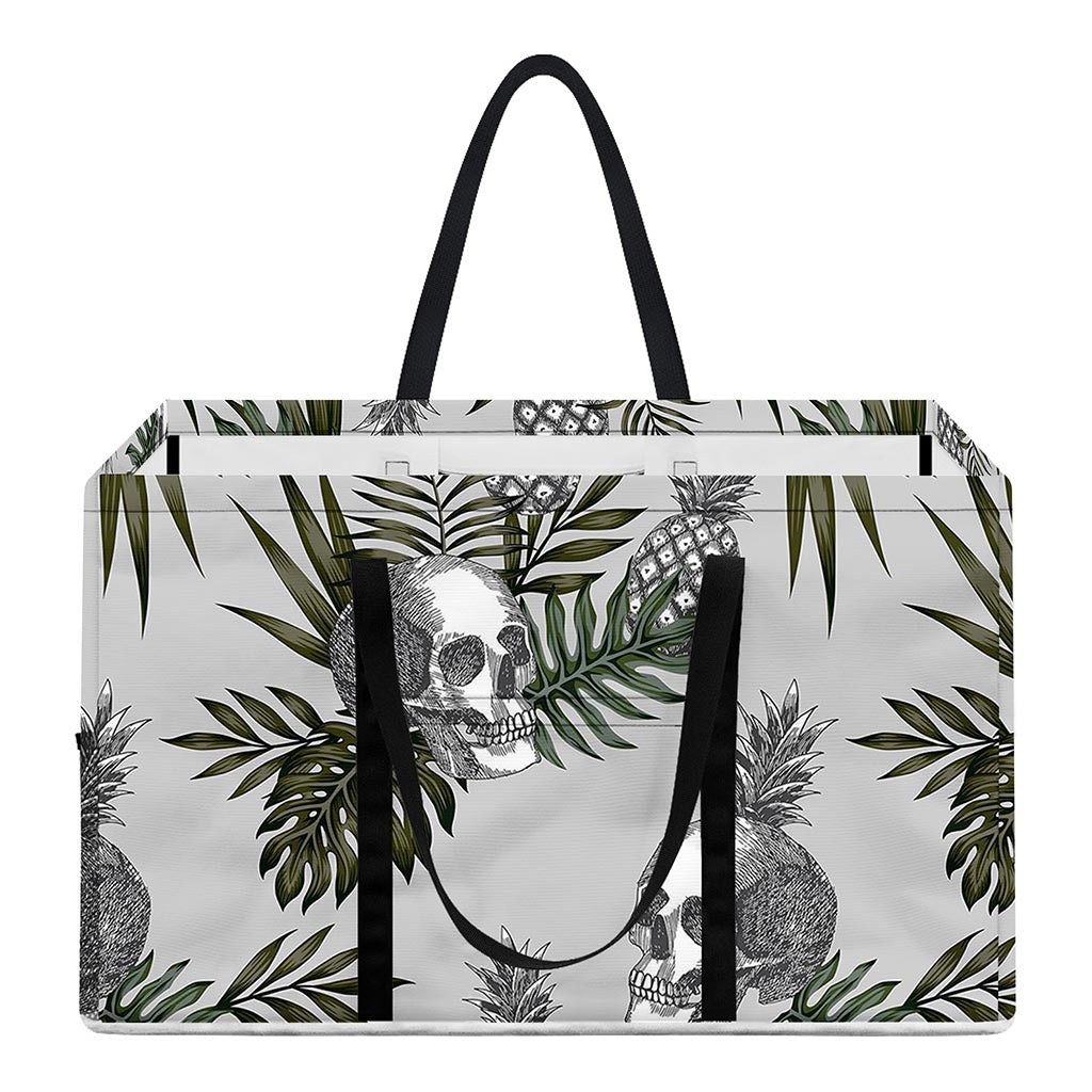 Tropical Pineapple Skull Pattern Print Utility Tote Bag