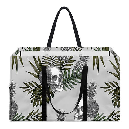Tropical Pineapple Skull Pattern Print Utility Tote Bag