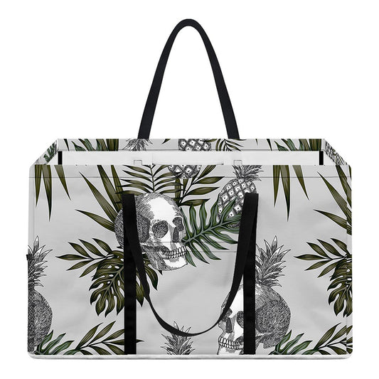 Tropical Pineapple Skull Pattern Print Utility Tote Bag