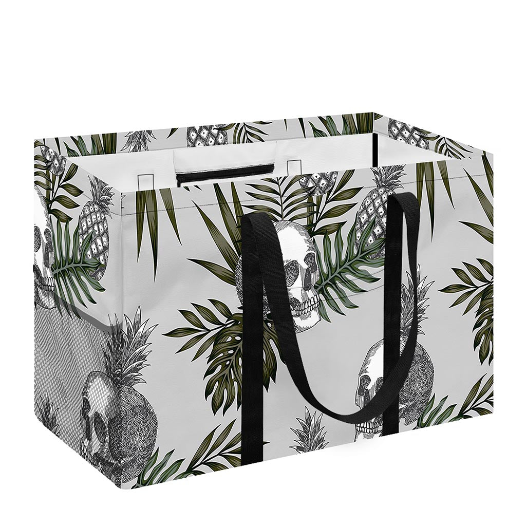 Tropical Pineapple Skull Pattern Print Utility Tote Bag