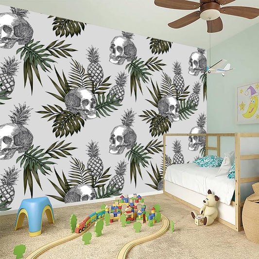 Tropical Pineapple Skull Pattern Print Wall Sticker