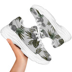 Tropical Pineapple Skull Pattern Print White Chunky Shoes