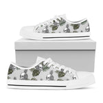 Tropical Pineapple Skull Pattern Print White Low Top Sneakers