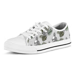 Tropical Pineapple Skull Pattern Print White Low Top Sneakers