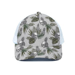 Tropical Pineapple Skull Pattern Print White Mesh Trucker Cap