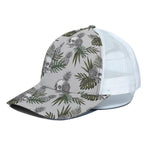 Tropical Pineapple Skull Pattern Print White Mesh Trucker Cap