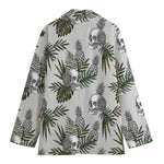 Tropical Pineapple Skull Pattern Print Women's Blazer
