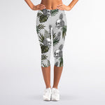 Tropical Pineapple Skull Pattern Print Women's Capri Leggings