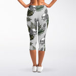Tropical Pineapple Skull Pattern Print Women's Capri Leggings