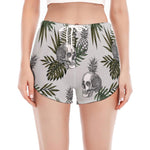 Tropical Pineapple Skull Pattern Print Women's Split Running Shorts