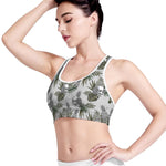 Tropical Pineapple Skull Pattern Print Women's Sports Bra