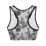 Tropical Pineapple Skull Pattern Print Women's Sports Bra