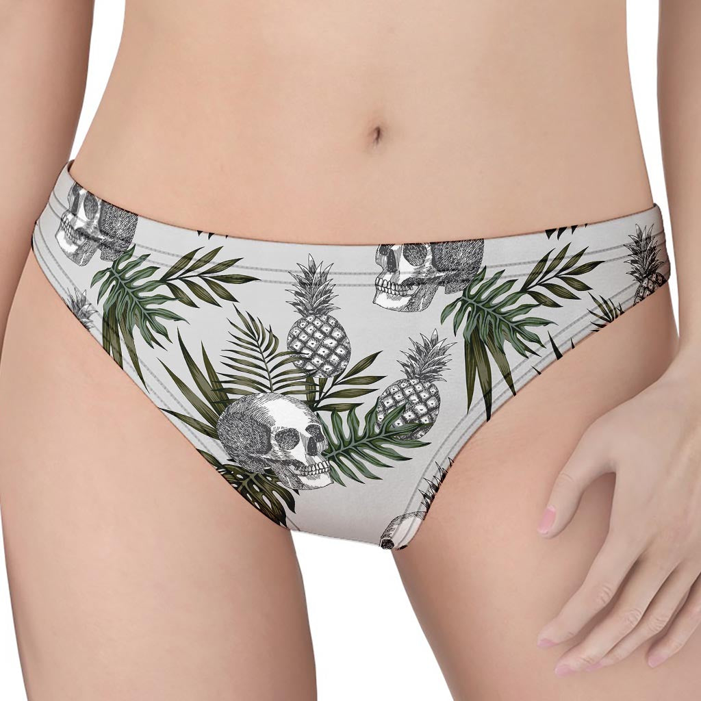 Tropical Pineapple Skull Pattern Print Women's Thong