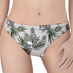 Tropical Pineapple Skull Pattern Print Women's Thong