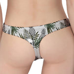 Tropical Pineapple Skull Pattern Print Women's Thong