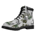 Tropical Pineapple Skull Pattern Print Padded Collar Lace Up Boots
