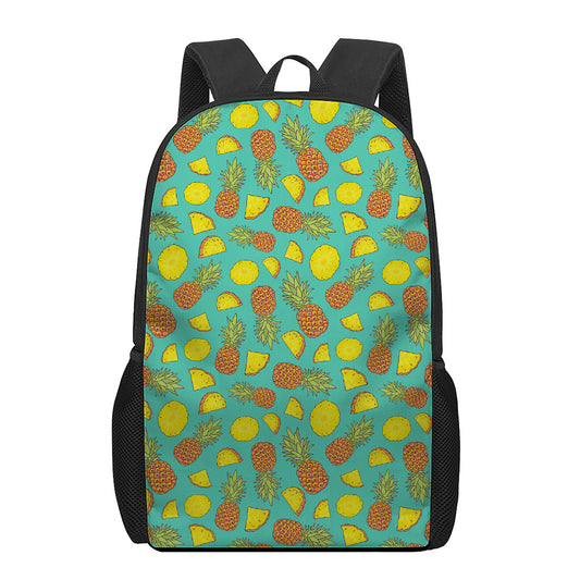 Tropical Pineapples Pattern Print 17 Inch Backpack