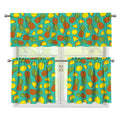 Tropical Pineapples Pattern Print 3 Piece Kitchen Curtains