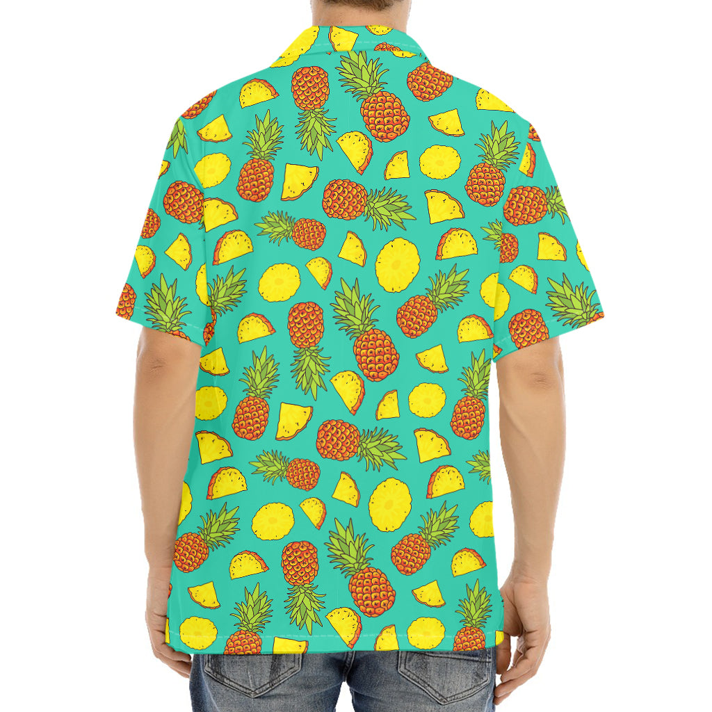Tropical Pineapples Pattern Print Aloha Shirt