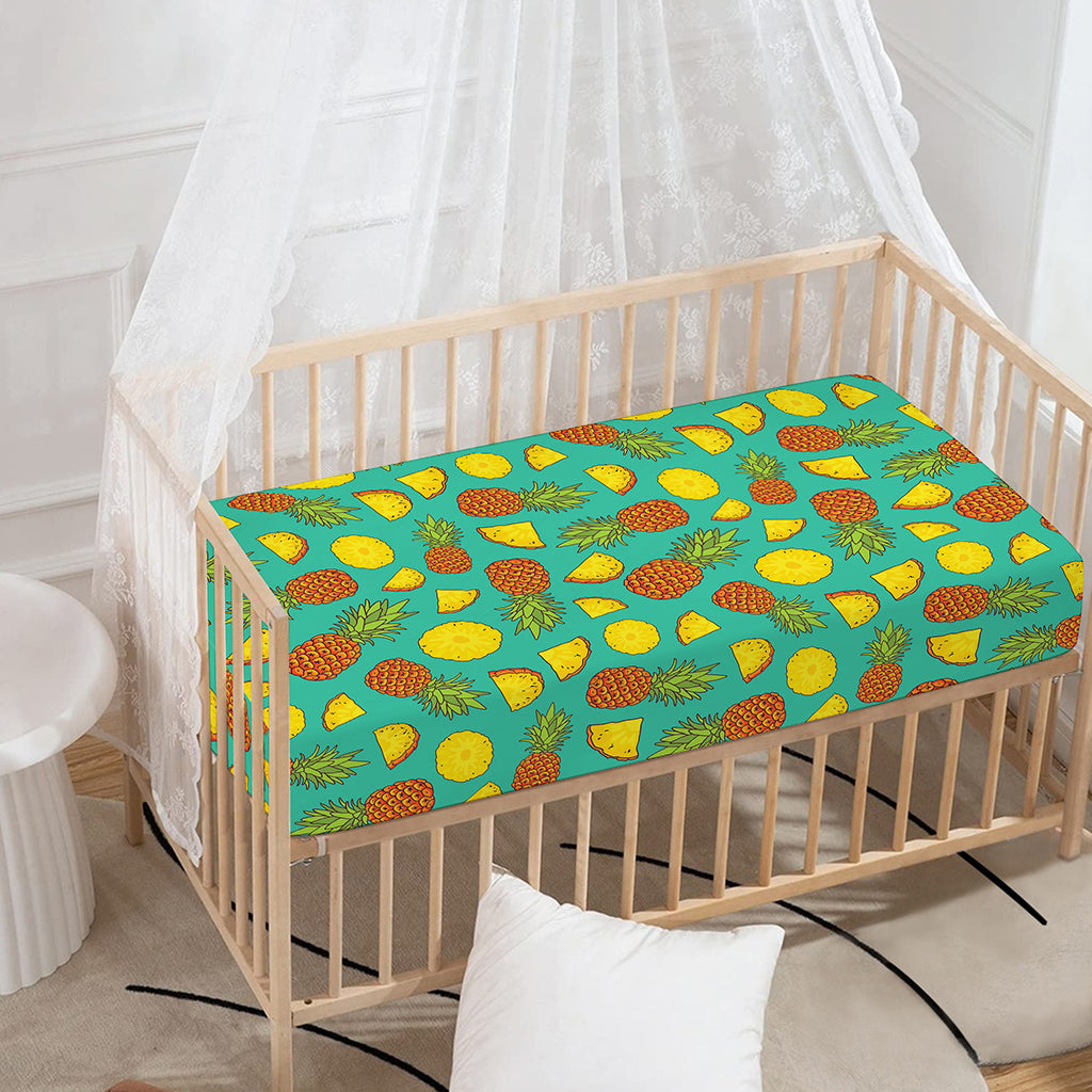 Tropical Pineapples Pattern Print Baby Crib Sheet
