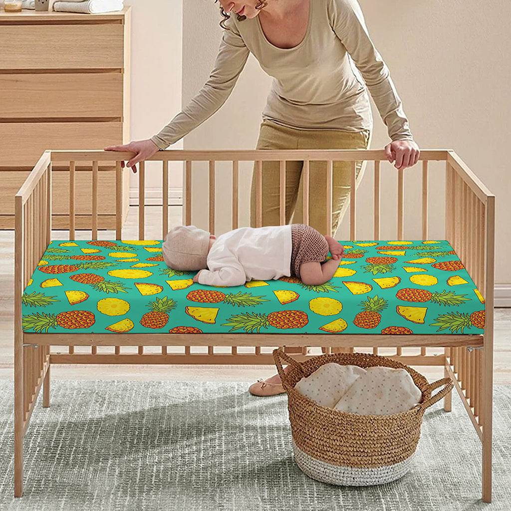 Tropical Pineapples Pattern Print Baby Crib Sheet