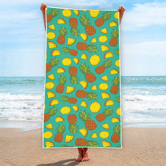 Tropical Pineapples Pattern Print Beach Towel
