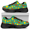 Tropical Pineapples Pattern Print Black Chunky Shoes