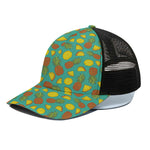 Tropical Pineapples Pattern Print Black Mesh Trucker Cap