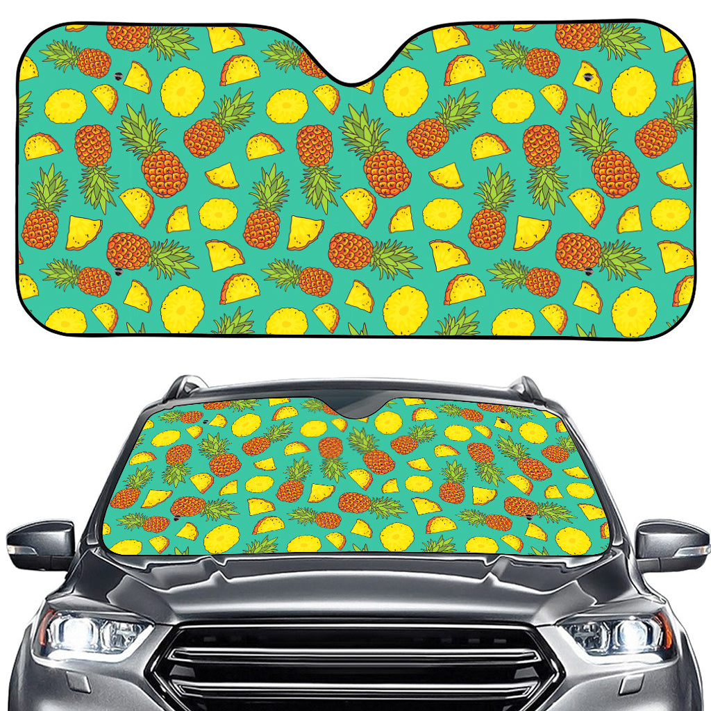 Tropical Pineapples Pattern Print Car Windshield Sun Shade