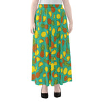 Tropical Pineapples Pattern Print Chiffon Maxi Skirt